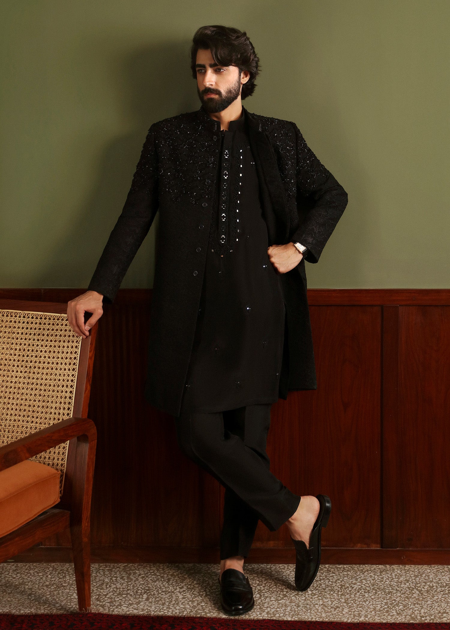 Maheer Sherwani | Regal Gold Sherwani | Hazure Online